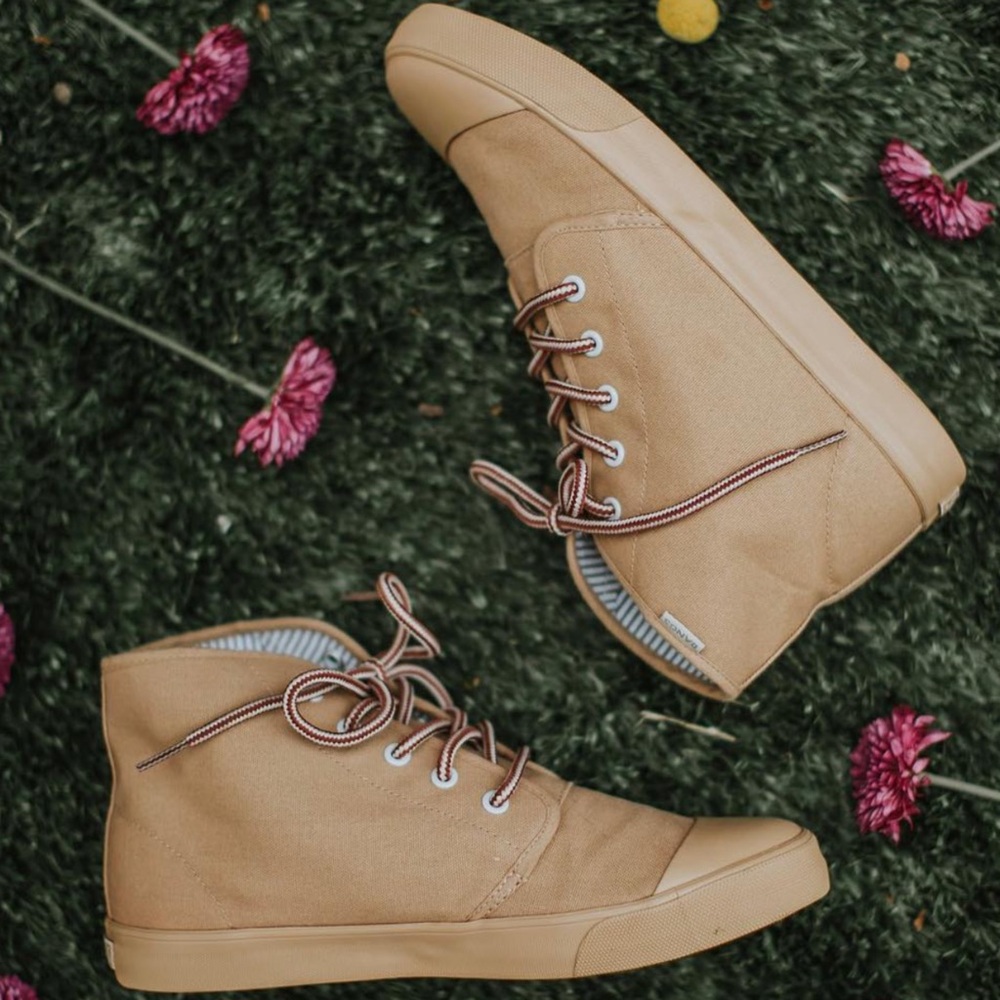 . Bangs Khaki & Red Zion Sand High Top Sneakers